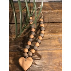 collier faïence brut coeur (terracotta/brun)