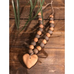collier faïence brut coeur (terracotta/brun)