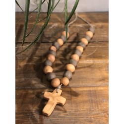 collier faïence brut croix ( terracotta/ brun )