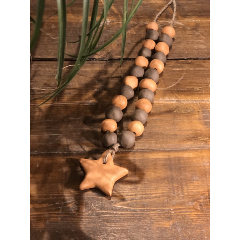 collier faïence brut étoile ( terracotta / brun )