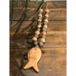collier faïence brut poisson ( terracotta / brun )