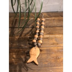 collier faïence brut poisson ( terracotta / brun )