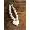 collier faïence brut coeur ( blanc )