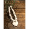 collier faïence brut coeur ( blanc )