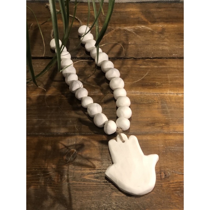 collier faïence brut main de Fatma ( blanc )