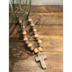 collier faïence brut croix ( brun / terracotta )