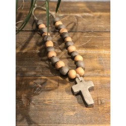 collier faïence brut croix ( brun / terracotta )
