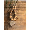 collier faïence brut coeur ( brun / terracotta )