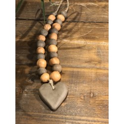 collier faïence brut coeur ( brun / terracotta )