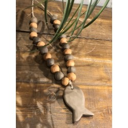 collier faïence brut poisson ( brun / terracotta )