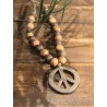 collier faïence brut peace & love ( brun / terra-cotta )