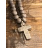 collier faïence brut croix ( brun)