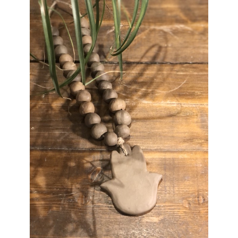collier faïence brut main de Fatma ( brun )